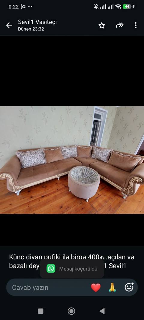 Künc divan pufiki ilə birgə 400₼. açılan və bazalı deyil.Ünvan — 400 ₼ · Bakı · Divanlər Künc divan pufiki ilə birgə 400₼. açılan və bazalı deyil.Ünvan — Bakı