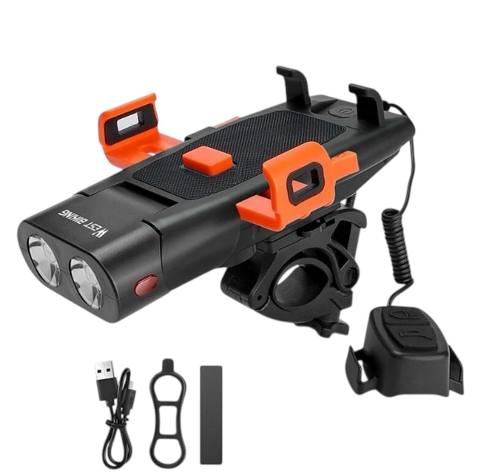 Velosiped üçün ön fənər + telefon tutacağı, 500 lm, qara — Тауарлар