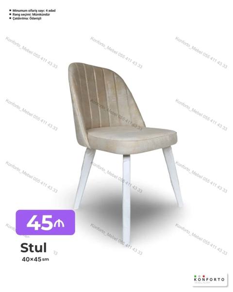 Məhsul: Stul Ölçü: 40×45 sm Təsvir: - Yumşaq, rahat oturacaq və bel — Мебель