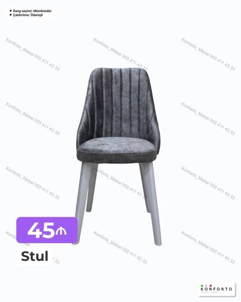 Stul – müasir dizaynlı, rahat oturacaqlı model. - Yumşaq parça — Mebel