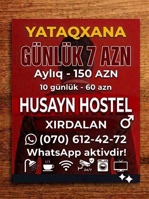 Husayn Hostel – Xırdalan - Yataqxana xidməti. Хостел - Qiymətlər — 7 ₼ · Xırdalan · Mənzil Husayn Hostel – Xırdalan - Yataqxana xidməti. Хостел - Qiymətlər — Xırdalan