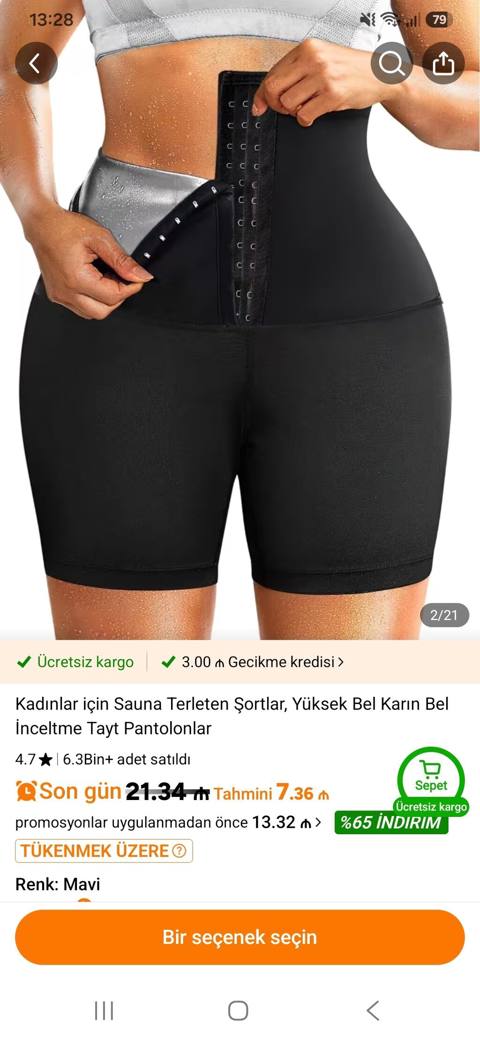 Məhsul: Qadınlar üçün sauna-effektli idman şortu və yüksəkbel qarın — Masazır