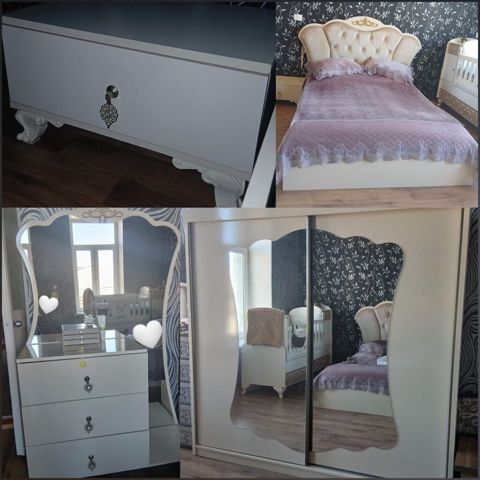 Yataq dəsti satılır – 400₼. Tərkibi: - İki nəfərlik çarpayı – yumşaq — Asya — Эмерек
