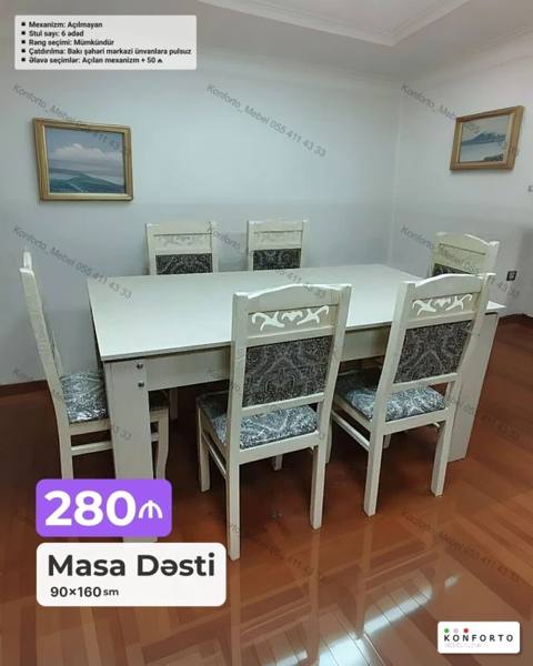 Masa Dəsti – 90×160 sm - Mexanizm: Açılmayan (əlavə seçim: açılan — Мебель