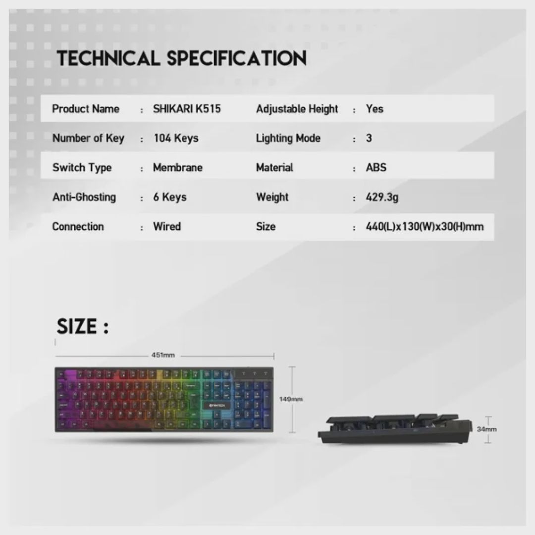 Fantech Shikari K515 Wired Gaming Keyboard — Kompüterlər və noutbuklar, Bakı (3)