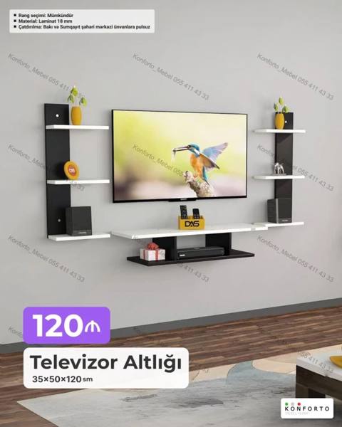 Televizor Altlığı – divara montaj olunan müasir model Ölçülər: 35 — Bakı