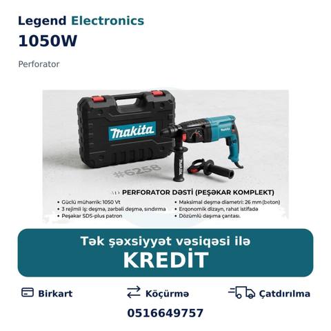 Elan başlığı: Perforator, 1050W Elan mətni: Legend Electronics — Perforatorlar