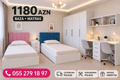 Uşaq/yeniyetmə otağı üçün müasir mebel dəsti Tərkibi: - 2 ədəd tək — 1 180 ₼ · Bakı · Uşaq mebeli dəstləri Uşaq/yeniyetmə otağı üçün müasir mebel dəsti Tərkibi: - 2 ədəd tək — Bakı