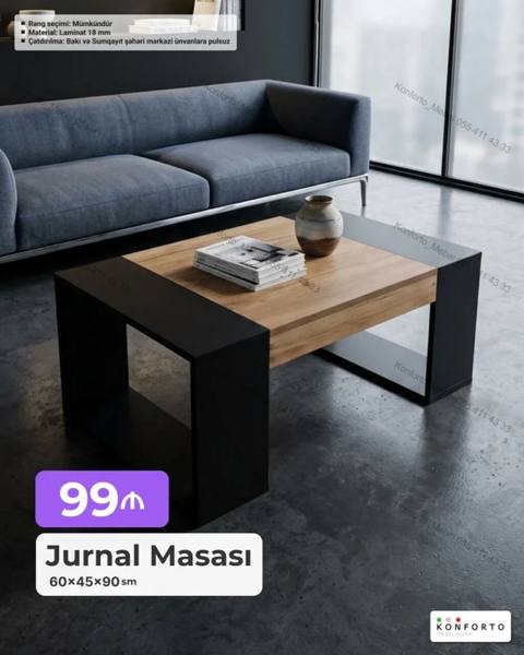 Düz masa, Açılmayan, Təkərsiz, Teksturalı laminat, Zəmanətsiz — Bakı