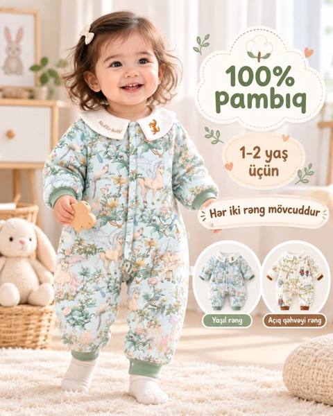 Uşaq kombinezonu – 100% pambıq - Material: tamamilə 100% pambıq — 10 ₼ · Bakı · Kombinezon və yarımsız kombinezon Uşaq kombinezonu – 100% pambıq - Material: tamamilə 100% pambıq — Bakı