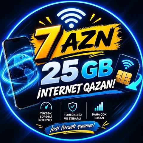 Mobil internet paketi: 25 GB Qiymət: 7 AZN Xüsusiyyətlər: - Yüksək — Masallı