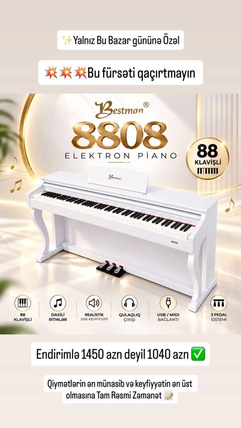 Bestman Elektron Piano Model: 8808 WH — Bakı