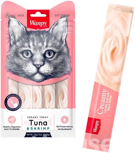 Pişiklər üçün məzə Wanpy Creamy Treat, tuna ilə krevetka, 1 əd — Bakı