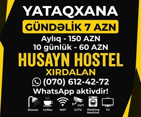 Husayn Hostel – Xırdalan Хостел Yataqxana xidməti: - Gündəlik: 7 AZN — Xırdalan