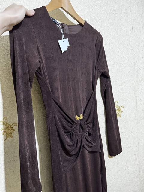 Qəhvəyi rəngli, uzun axşam/libas paltarı - Material: yumşaq, parlaq — Bakı
