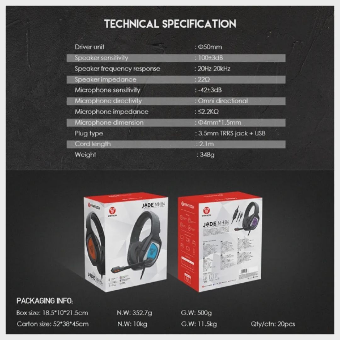 Fantech Jade MH84 Multiplatform RGB Gaming Headset Black — Kompüterlər və noutbuklar, Bakı (5)