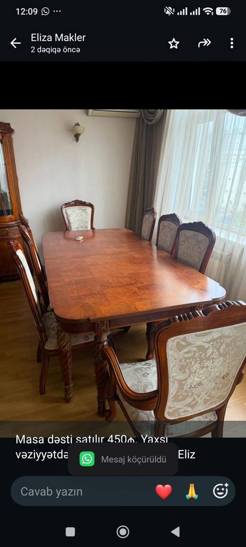 Masa dəsti satılır 450₼. Yaxşı vəziyyətdədir. Ünvan: Azadlıq & — Aişə Xanım — მაგიდები და სკამები