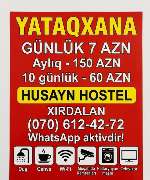 Husayn Hostel – Xırdalan Хостел Yataqxana xidməti: - Gündəlik: 7 AZN — Xırdalan