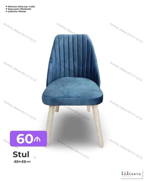 Stul – 49×49 sm - Yumşaq, rahat oturacaq və dik bel hissəsi — Mebel