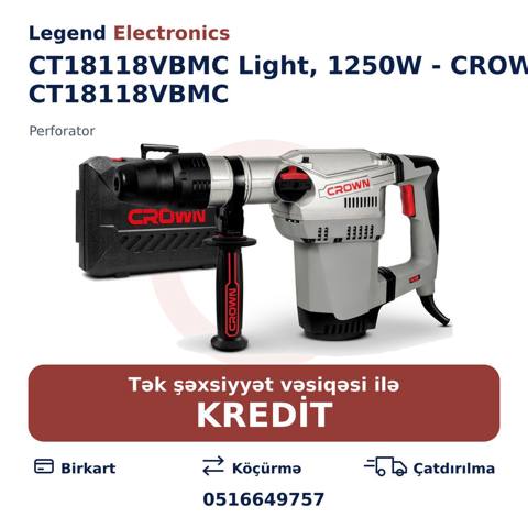 Elan başlığı: Perforator CT18118VBMC Light, 1250W - Crown CT18118VBMC — Power tools
