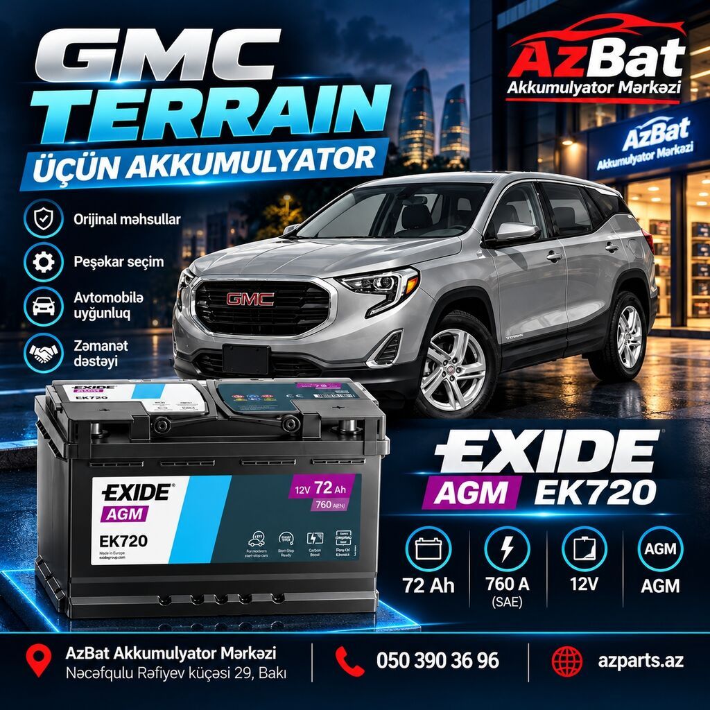 Exide, 72 ah, Orijinal, Fransa, Yeni — Akkumulyatorlar, Bakı