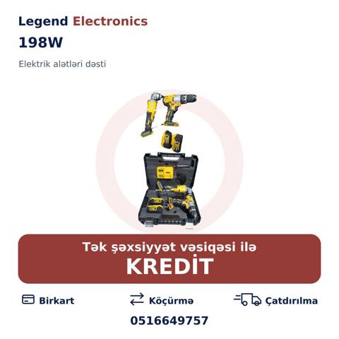 Elan başlığı: Elektrik alətlər dəsti, 198W Elektrik alətlər dəsti — Various tool sets