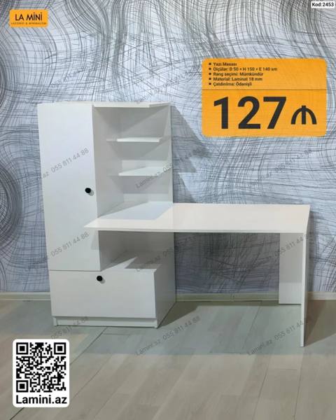 Düz masa, Stulsuz, Polkalı, Siyirməli, Sadə laminat — 127 ₼ · Bakı · Kompüter masaları və kresloları Düz masa, Stulsuz, Polkalı, Siyirməli, Sadə laminat — Bakı