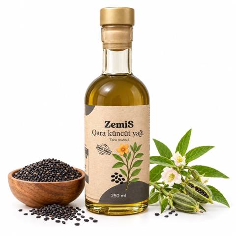 ZemiS Qara küncüt yağı – 250 ml - Tərkib: 100% təbii qara küncüt — Baku