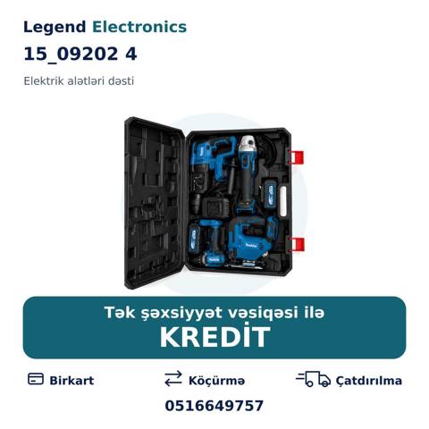 Elan başlığı: Elektrik alətlər dəsti 15_09202 4 Elektrik alətləri — Taʼmirlash va qurilish (Mahsulotlar)