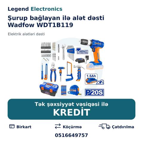 Elan başlığı: Şurup bağlayan ilə alət dəsti Wadfow WDT1B119, 119 əd — Power tools