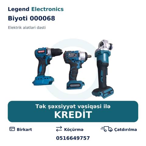 Elan başlığı: Elektrik alətlər dəsti Biyoti 000068 Elektrik alətləri — Power tools