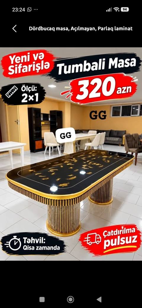 Dördbucaq masa, Açılmayan, Parlaq laminat — 320 ₼ · Bakı · Masalar Dördbucaq masa, Açılmayan, Parlaq laminat — Bakı