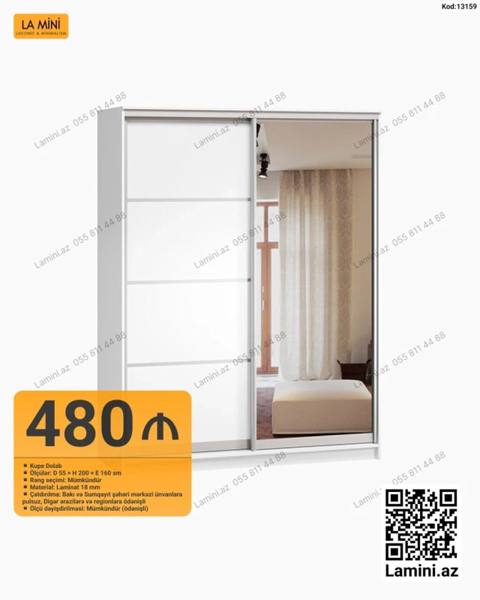 Kupe dolabı – LA Mını - Ölçülər: D 55 H 200 E 160 sm - Material — Bakı