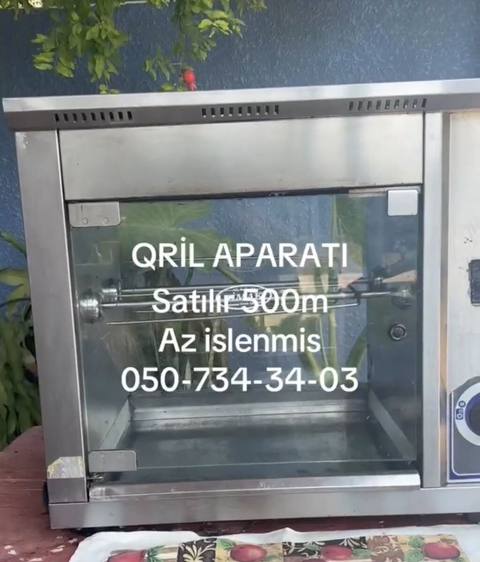 Qril Aparatı – şüşə qapılı, paslanmayan polad korpuslu, elektriklə — Bərdə
