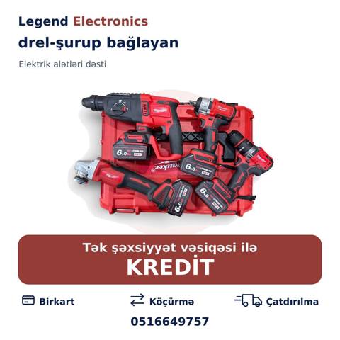 Elan başlığı: Elektrik alət dəsti: drel-şurup bağlayan, cilalama — Legend Electronics — Various tool sets