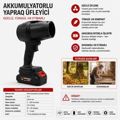 Havaüfürən No brand, Akkumulyator, 0.4 kVt, 210 m/s — Baku