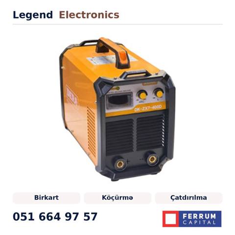 Elan başlığı: Qaynaq aparatı Dera DK-ZX7-400D Qaynaq aparatı Dera — Legend Electronics — Repair & Construction