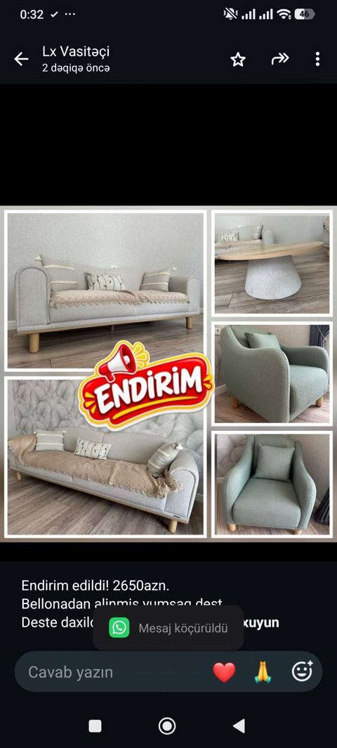 Endirim edildi 2650azn. Bellonadan alinmis yumsaq dest. Deste — 2 650 ₼ · Bakı · Yumşaq mobilya dəstləri Endirim edildi 2650azn. Bellonadan alinmis yumsaq dest. Deste — Bakı