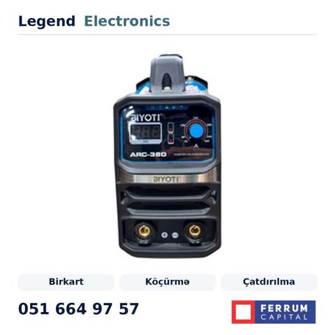 Elan başlığı: Qaynaq aparatı Biyoti ARC-380 Biyoti ARC-380 elektrik — Legend Electronics