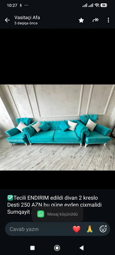 Endırım edildi divan 2 kreslo Desti 250 AZN.bu güne evden — Yumşaq mebel dəstləri