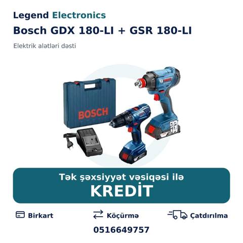 Elan başlığı: Elektrik alətlər dəsti Bosch GDX 180-LI + GSR 180-LI — Power tools