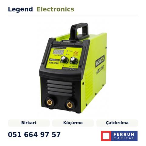Elan başlığı: Qaynaq aparatı ARC-950, metal qaynağı üçün, 950 Vt — Elektrik alətləri
