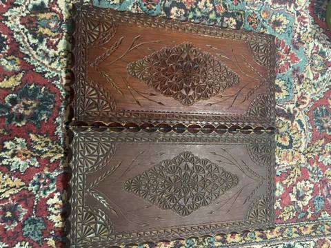 Əl oyma naxışlı taxta tavla/qapalı oyun lövhəsi - Material: tam taxta — Digah
