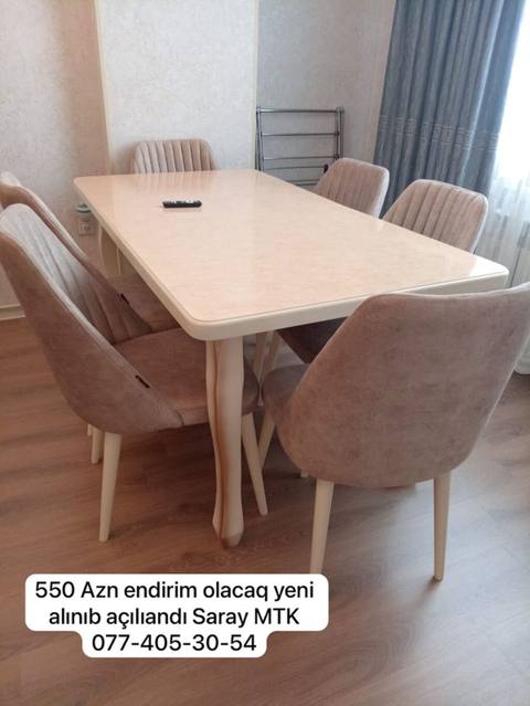 Mətbəx/qonaq otağı üçün elegant yemək dəsti - Dəst: 1 masa + 6 stul — 550 ₼ · Sumqayıt · Masalar və stullar Mətbəx/qonaq otağı üçün elegant yemək dəsti - Dəst: 1 masa + 6 stul — Sumqayıt