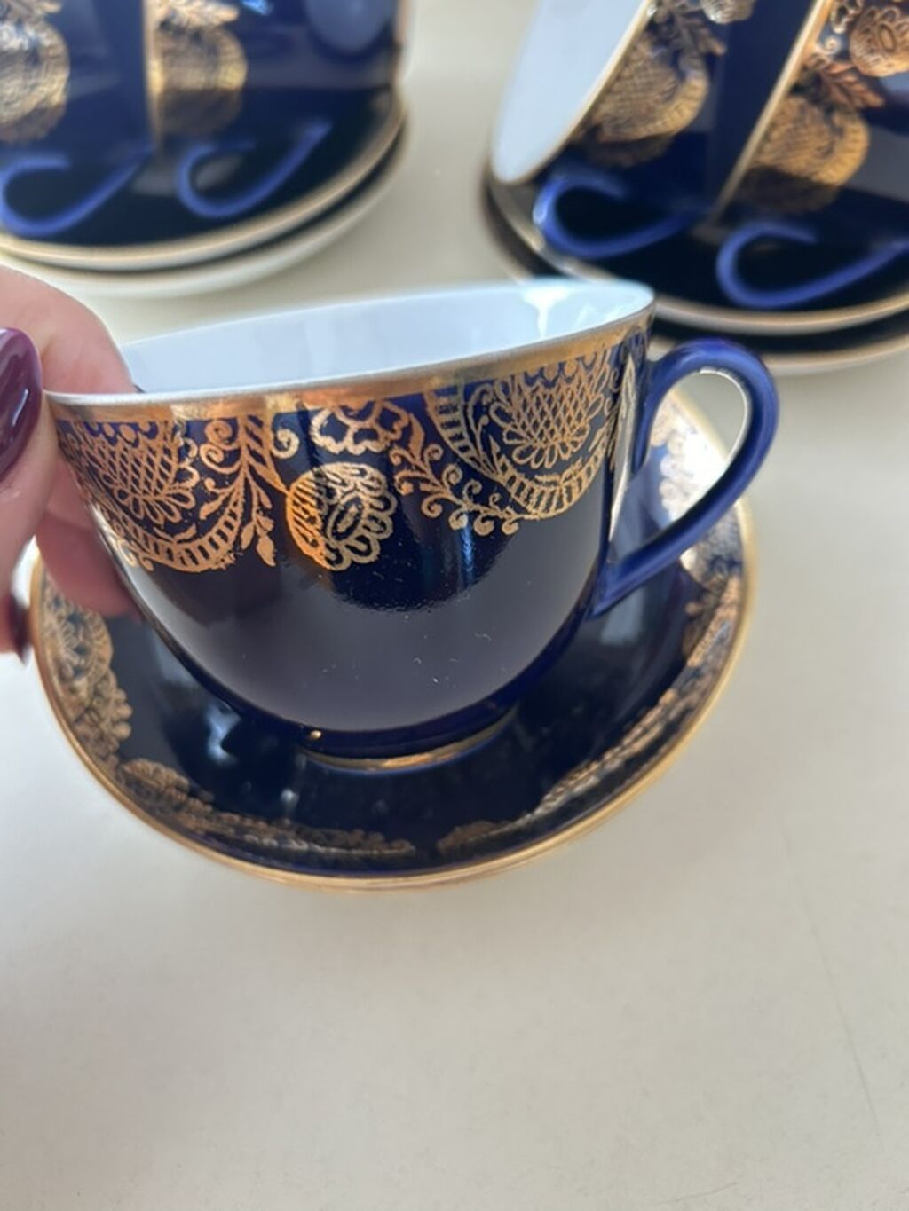 Çay dəsti, rəng - Mavi, Farfor, 6 nəfərlik — Süfrə qabı, Bakı (2)