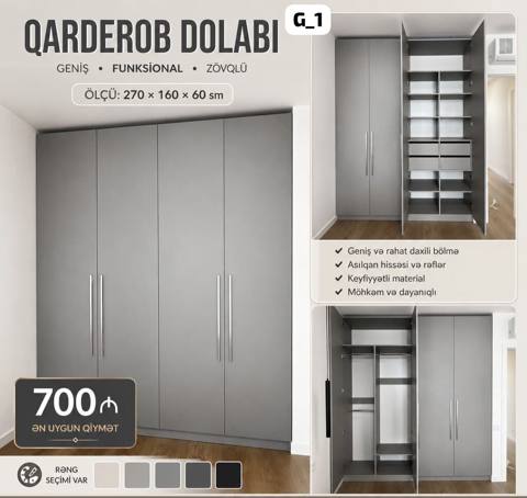 Qarderob dolabı – G_1 modeli - Ölçü: 270 160 60 sm - Geniş — Mehdiabad