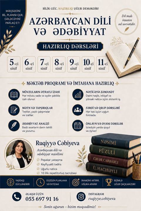 Azərbaycan dili və ədəbiyyat hazırlıq dərsləri Siniflər: 5-ci, 6-cı — Bakı