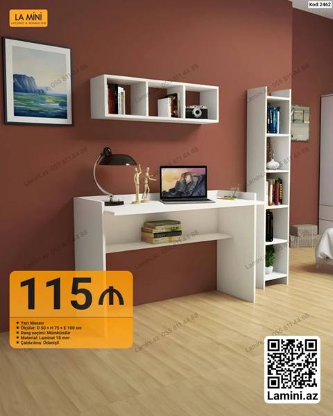 Düz masa, Stulsuz, Polkalı, Siyirməsiz, Sadə laminat — 115 ₼ · Bakı · Kompüter masaları və kresloları Düz masa, Stulsuz, Polkalı, Siyirməsiz, Sadə laminat — Bakı