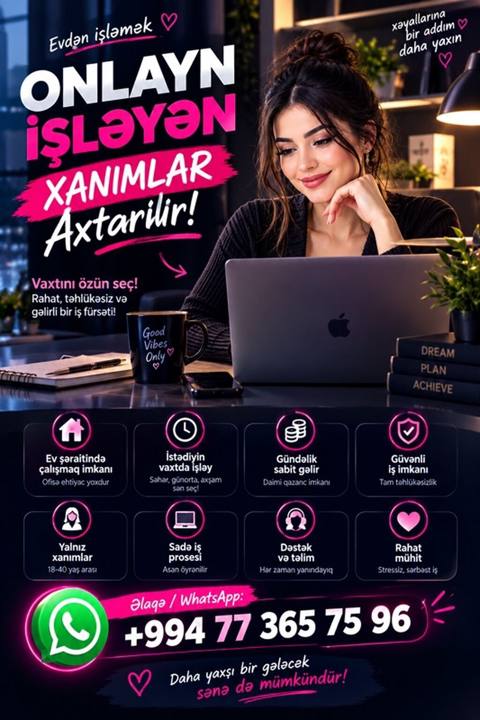 Ev şəraitində onlayn işləmək imkanı – xanımlar üçün - Vaxtını özün — 1 500 ₼ · Баку · İnzibati personal Ev şəraitində onlayn işləmək imkanı – xanımlar üçün - Vaxtını özün — Баку
