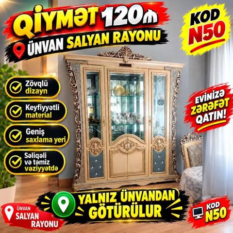 Şüşəli dolab vitrini, İşlənmiş, Ünvandan götürmə — 120 ₼ · Сальян · Vitrini Şüşəli dolab vitrini, İşlənmiş, Ünvandan götürmə — Сальян